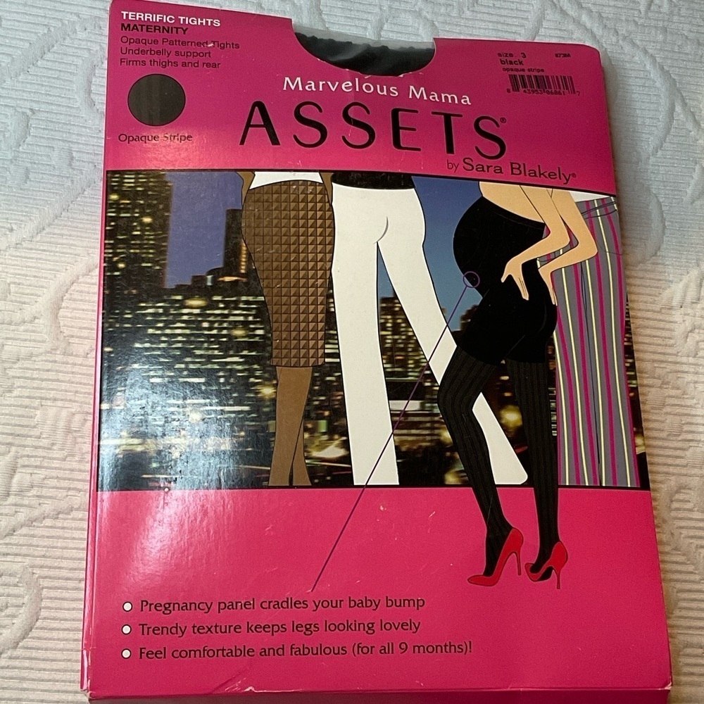Spanx Assets Marvelous Pink and Black Maternity Tights. Size 3.NWT